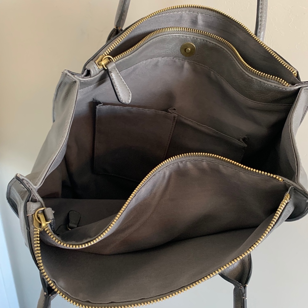 Gray Purse Workbag Multi Compartments - image 2